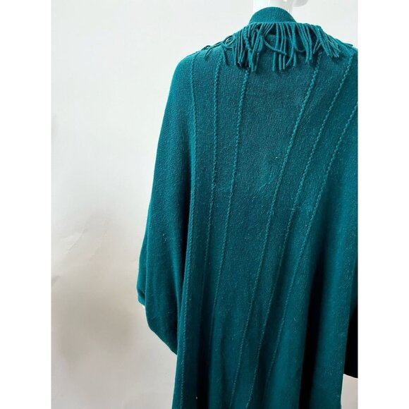 Layers By Lizden Womens Duster Sweater Shawl Blue Long Sleeve Fringe Plus OS - Picture 8 of 12